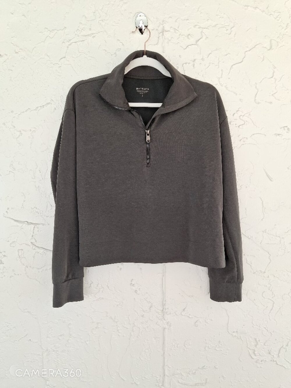Athleta S Dark Forest Green Tencel Modal Qt Zip Pullover Minimalist Athleisure